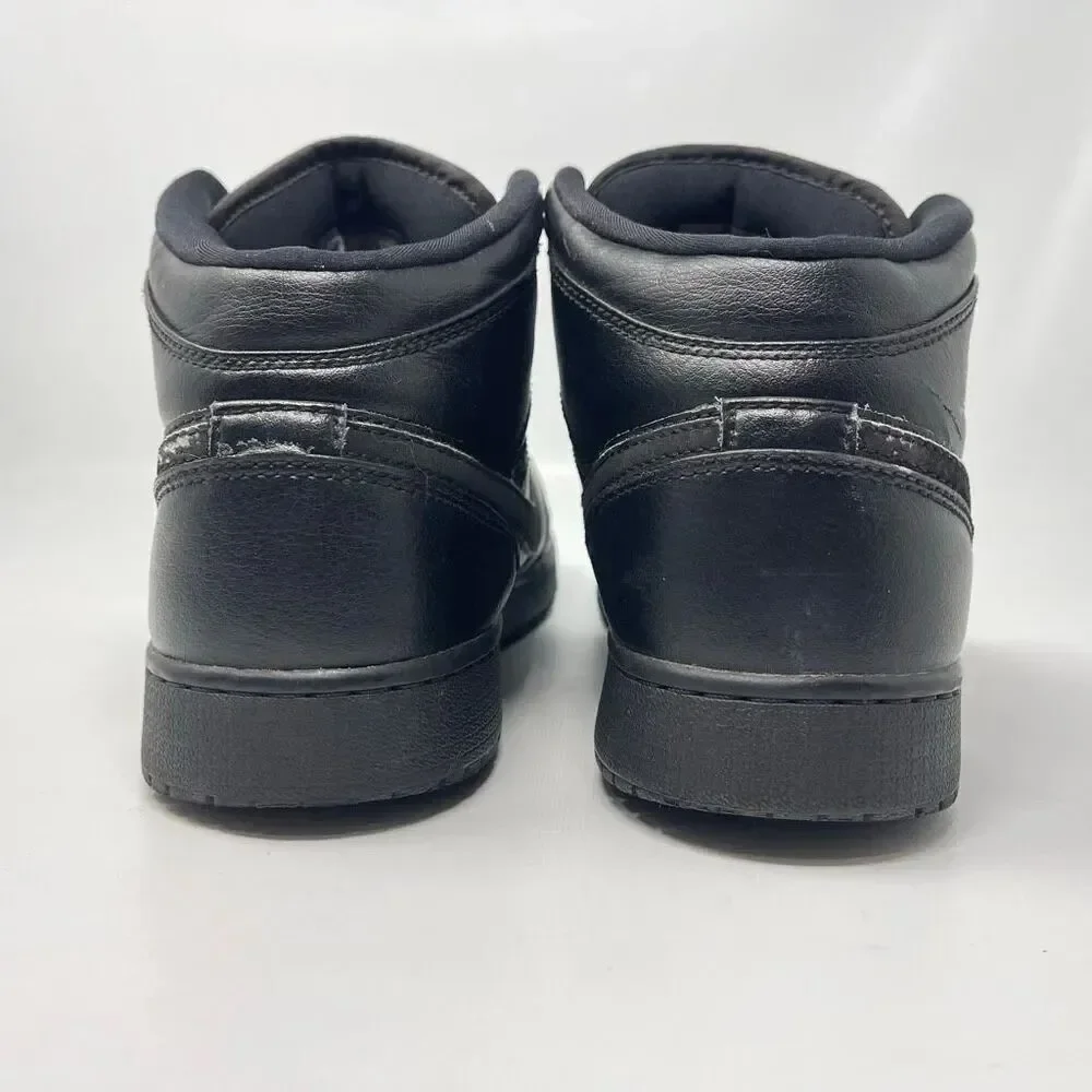 Nike Air Jordan 1 Mid Triple Black Sneakers Youth Size 7Y 8.5 Women’s 554725-090
